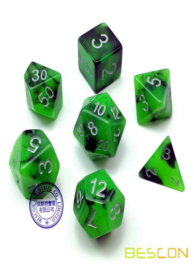 Bescon Two-Tone Glow-in-The-Dark Polyhedral Dice Set Spooky Rocks, Luminous RPG Dice Set d4 d6 d8 d10 d12 d20 d% Brick Box Pack - Image 2